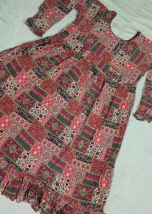Ethnic Print A-line Frock with Dupatta