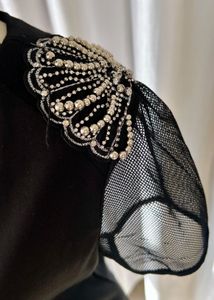 Chic Black Dress with Sheer Sleeves