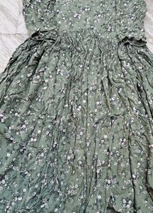 Green Floral Smocked Maxi Dress
