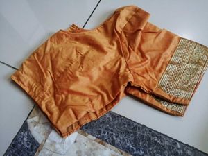 Embellished Rust Orange Art Silk Saree with Heavy