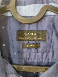 Zara Men's Blue Dotted Shirt