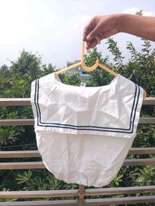 White Sailor Collar Crop Top