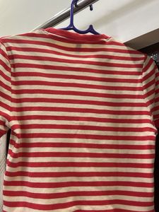 Red and White Striped Crop T-Shirt