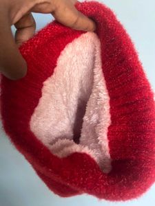 Red Beanie Hat with Pearls