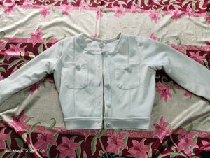 White Textured Cropped Jacket