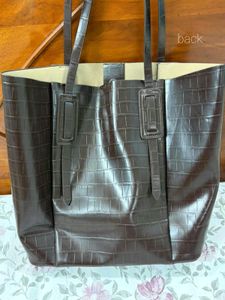 Zara Chic Croc Embossed Tote Bag