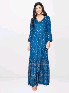 global desi teal green v neck maxi dress