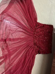 Elegant Maroon Sequin Ethnic Gown