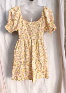 7123. Floral Tie-Front Mini Dress