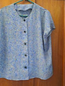 Blue Abstract Print Top