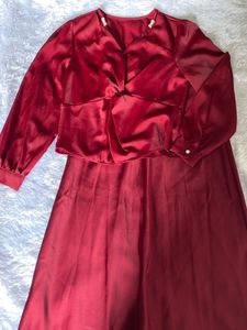 Elegant Red Satin top and skirt set