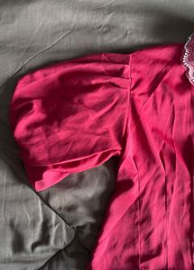Red Embellished Collar Top