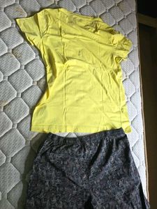 Men's Yellow Graphic T-Shirt with Shorts