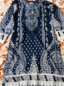 Elegant Navy Blue Printed Kurta