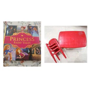Princess Fairy Tales Book & Red Kids Table & Chair