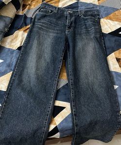 Trendy Wide Leg Blue Denim Jeans