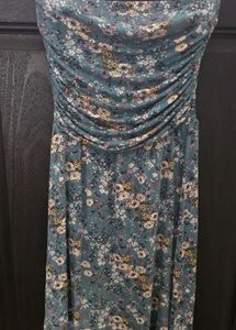 Tube Floral Strapless Ruched Dress