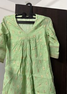 Light Green Kurta with Gold Print
