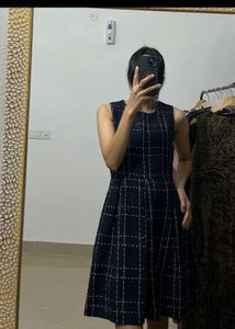 Chic Plaid Korean Sleeveless Tweed Dress