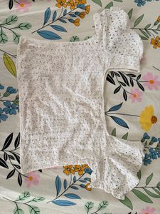 White Eyelet Puff Sleeve Top