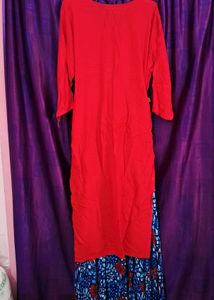 Red Kurta with Blue Printed palazzo