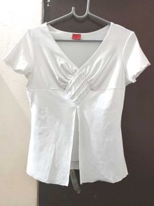 Elegant White V-Neck Top