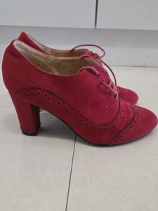 Women's Red Suede Boots with Heels