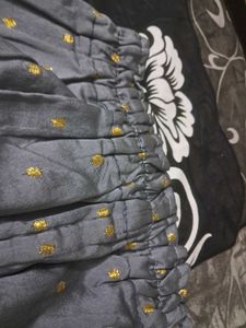 Elegant Grey Kurta with Gold Polka Dots