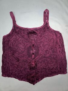 Boho Embroidered Purple Tank Top