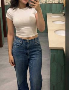 Classic White Ribbed Crew Neck Fitted Crop Top