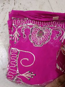 Stunning Pink Embroidered Saree