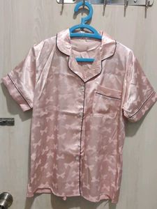 Pink Satin Pajama Top
