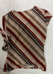Striped Wrap Top with Rhinestone Detail
