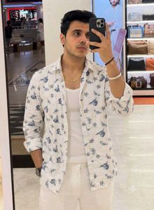 Men's White Floral Print Shirt