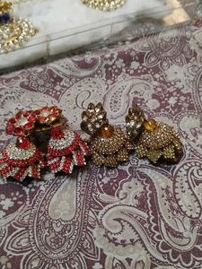 2 colour available Stunning Red &amp; White Jhumka Ear