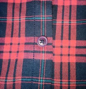 Red Full Sleeves Ketch Cotton Check Shirt Women