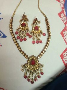 Red & Gold kundan Necklace Earring Set