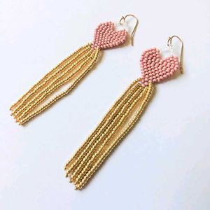 Heart Tassel Beaded Earrings🩷