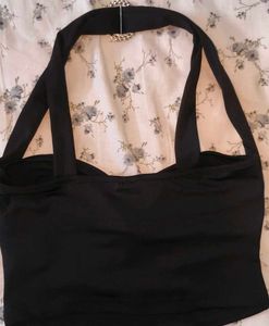 Stylish Black Halter Neck Crop Top