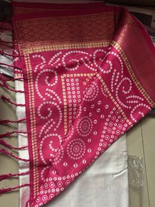 Elegant White &amp; Pink Saree