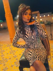 zebra inspired bodycon dress