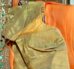 Golden Readymade Saree Blouse