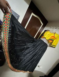 Vibrant Yellow &amp; Black Lehenga Choli Set