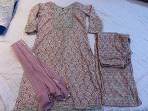 BIBA Women Cotton Blend Straight Kurta Palazzo