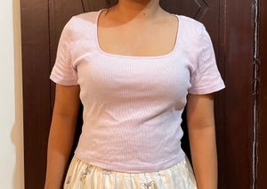 Ribbed Square Neck Crop Top
