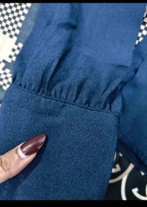 Classic Navy Blue Collared Shirt