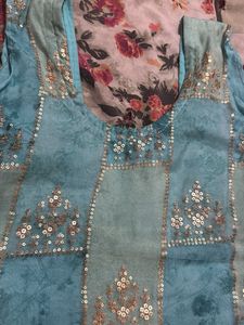 Stunning Blue Sequin Embellished Suit chunni