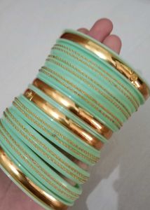 Elegant Mint & Gold Bangles