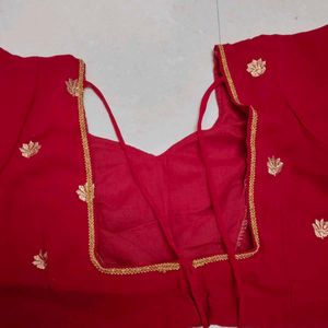 Red &amp; Gold Embroidered Saree