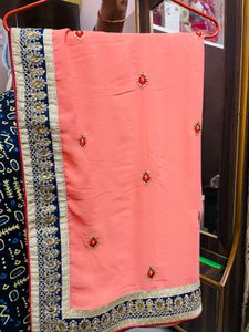 Peach Embroidered Saree